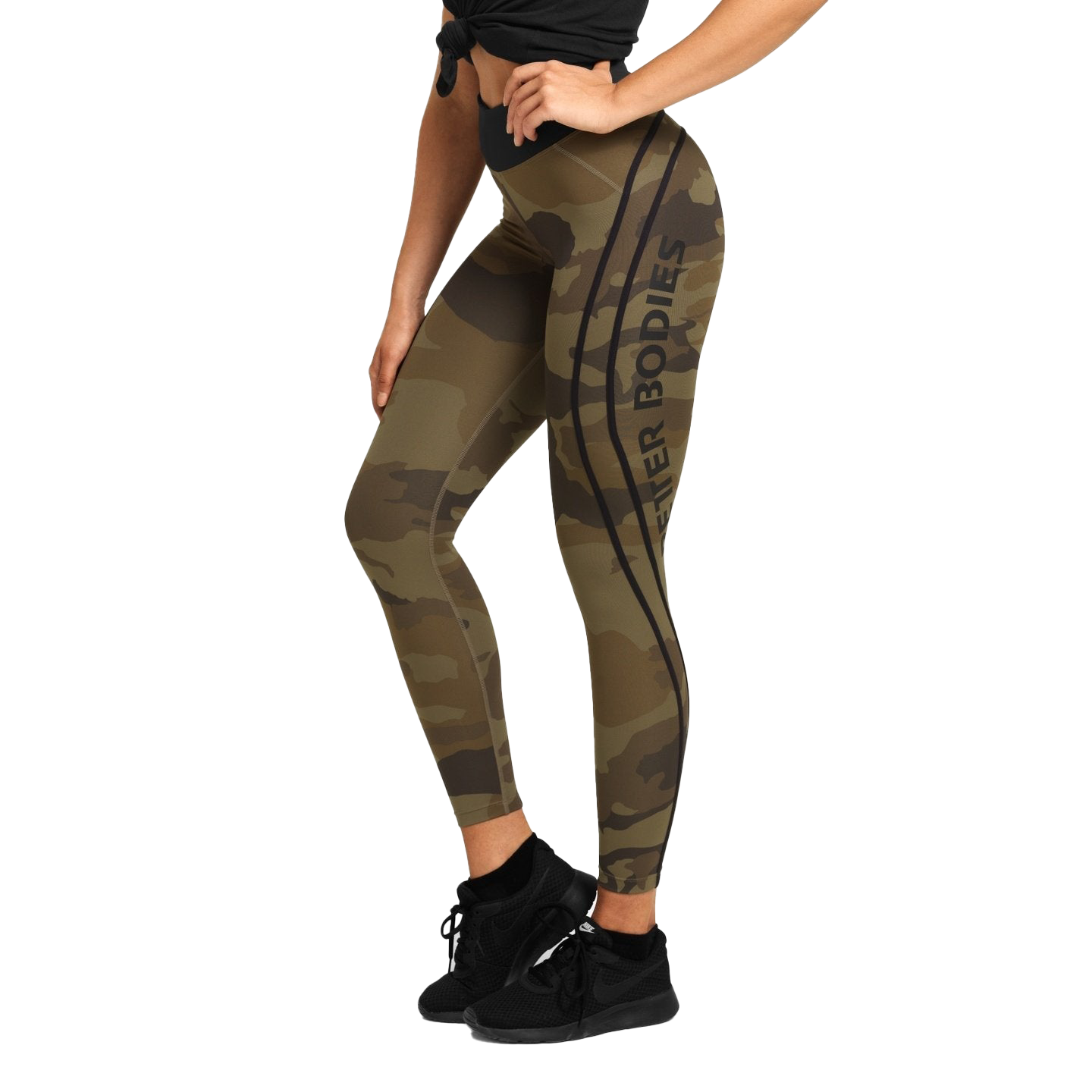Better Bodies Camo High Waist Tights - Dark Green Camouflage Leggings for Women | Yoga, Workout & Running Activewear