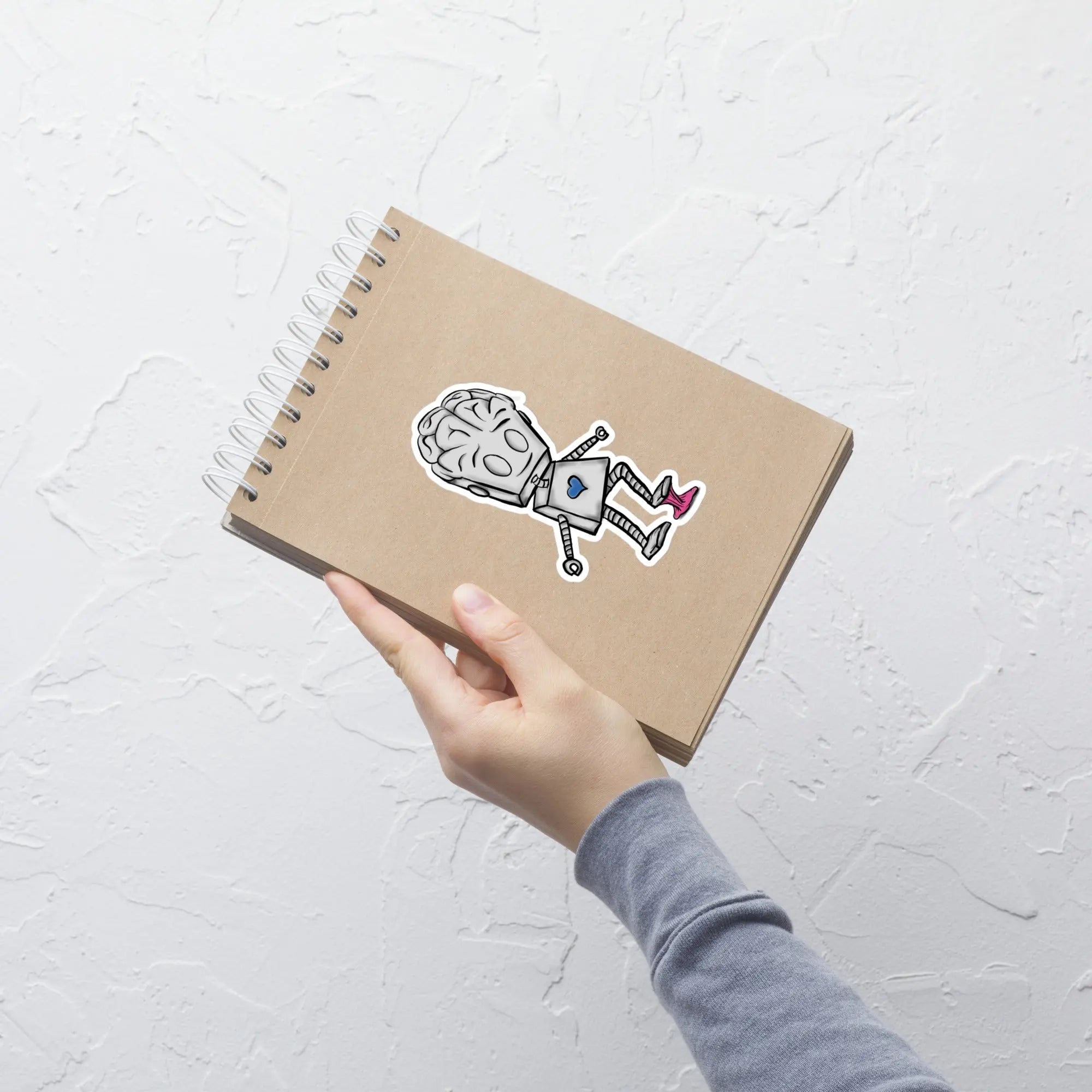 Premium Adorable Robot Vinyl Sticker - Heart & Mind Design | Waterproof Durable Decal for Laptops, Water Bottles, Journals & DIY Crafts