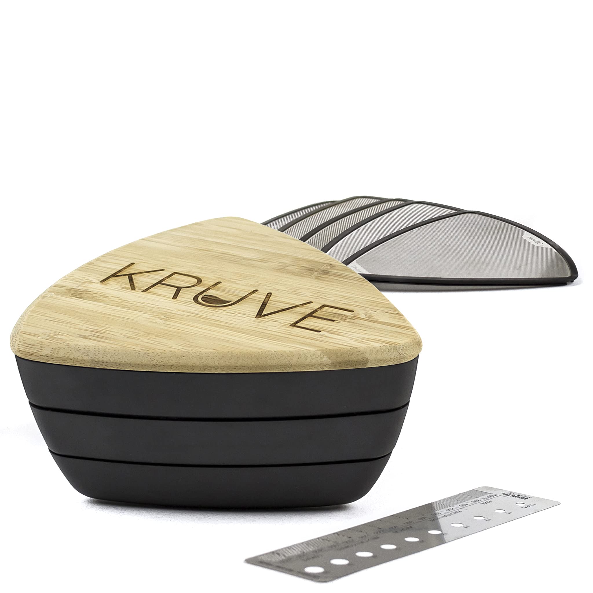 Kruve Sifter BASE Coffee Grind Sieve Set - 5-Piece Precision Sieves for Measuring & Calibrating Coffee Grounds - Durable Aluminum & Stainless Steel Construction - Customizable for Espresso, French Press & Pour Over Brewing - Includes Bonus Brewler Tool - Perfect for Home Baristas & Coffee Enthusiasts