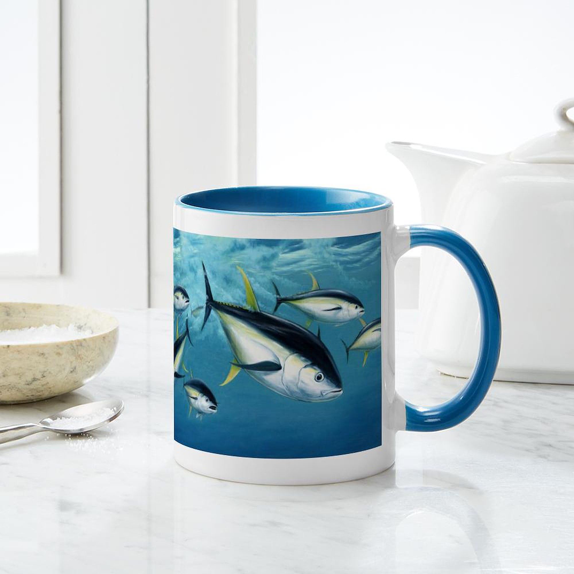 Bluefin Tuna Ceramic Coffee Mug 11 oz (325 ml) - Funny Fish Design for Tea, Hot Chocolate & Office Use - Perfect Gift for Fishermen & Marine Lovers