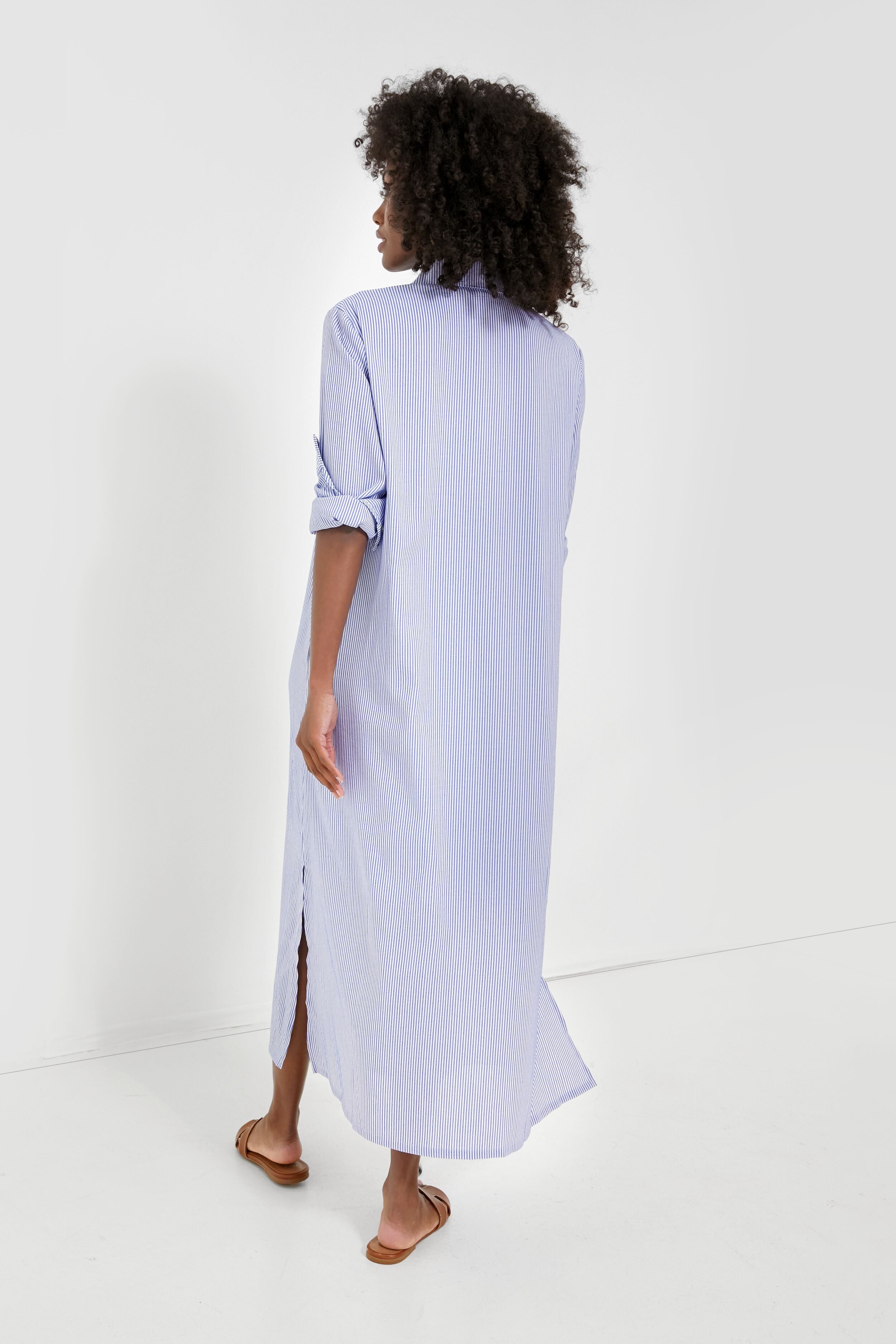 Stylish Blue Stripe Griffin Dress for Women - Elegant Flowy Midi Dress for Casual Outings, Parties & Summer Vacations