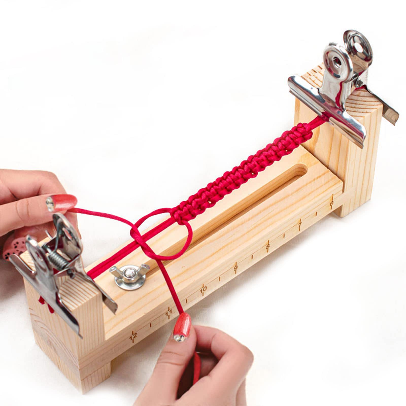Xximuim Paracord Bracelet Maker - Wooden U-Shape DIY Jig Tool with Clear Scale & 2 Clamps for Hand Knitting & Braiding (Style 1) - Perfect for Camping, Survival Kits & Outdoor Activities