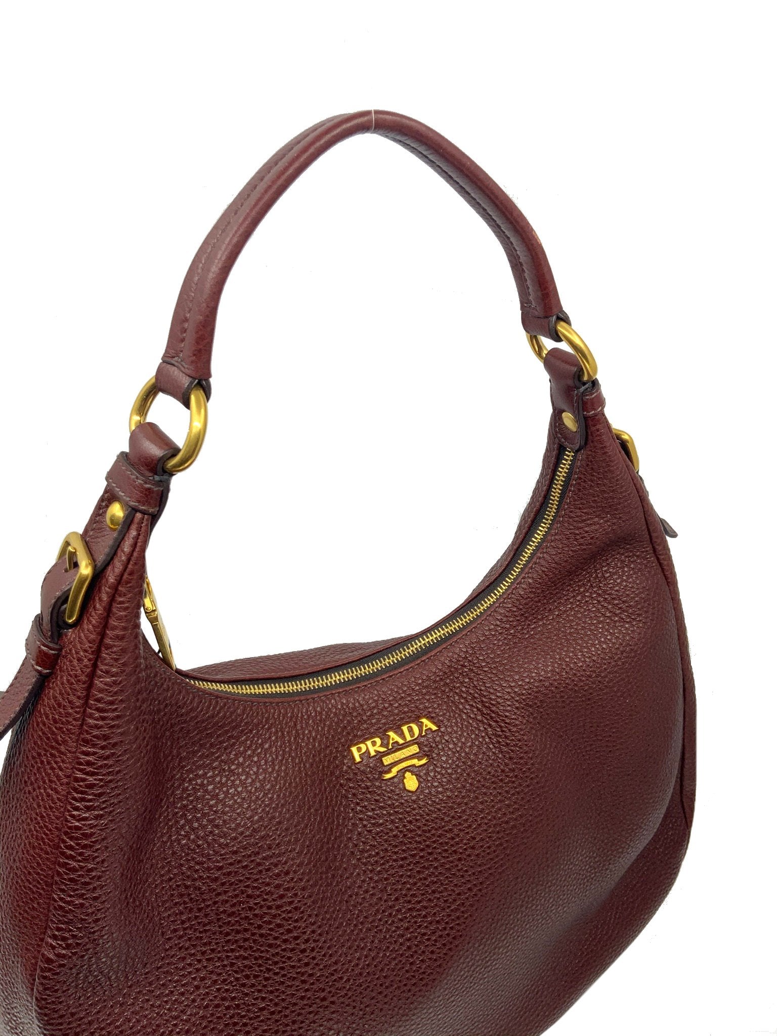 Prada Leather Vitello Daino Hobo Bag for Women | Luxury Designer Handbag | Everyday Crossbody Purse for Work, Travel & Shopping