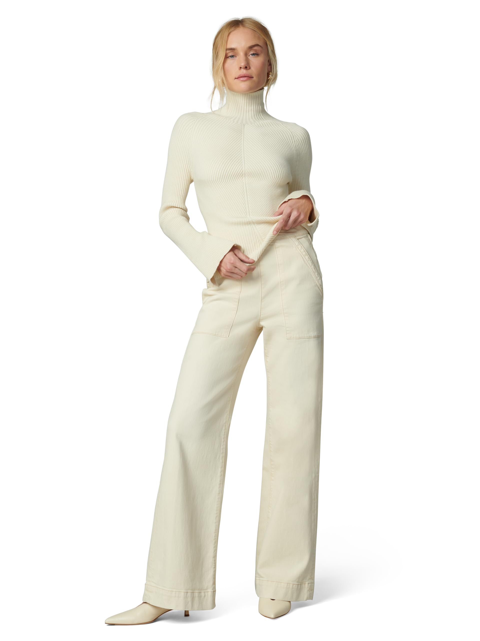Joe's Women's Side Zip Wide Leg Pants - Comfortable Stretchy High Waist Trousers for Work, Office & Casual Wear