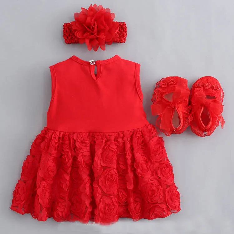Baby Girls Summer Dress for Newborn & 1-2 Years Old - Wedding, Birthday Party & Christening Outfit with Headband | Perfect for Special Occasions & Photo Shoots