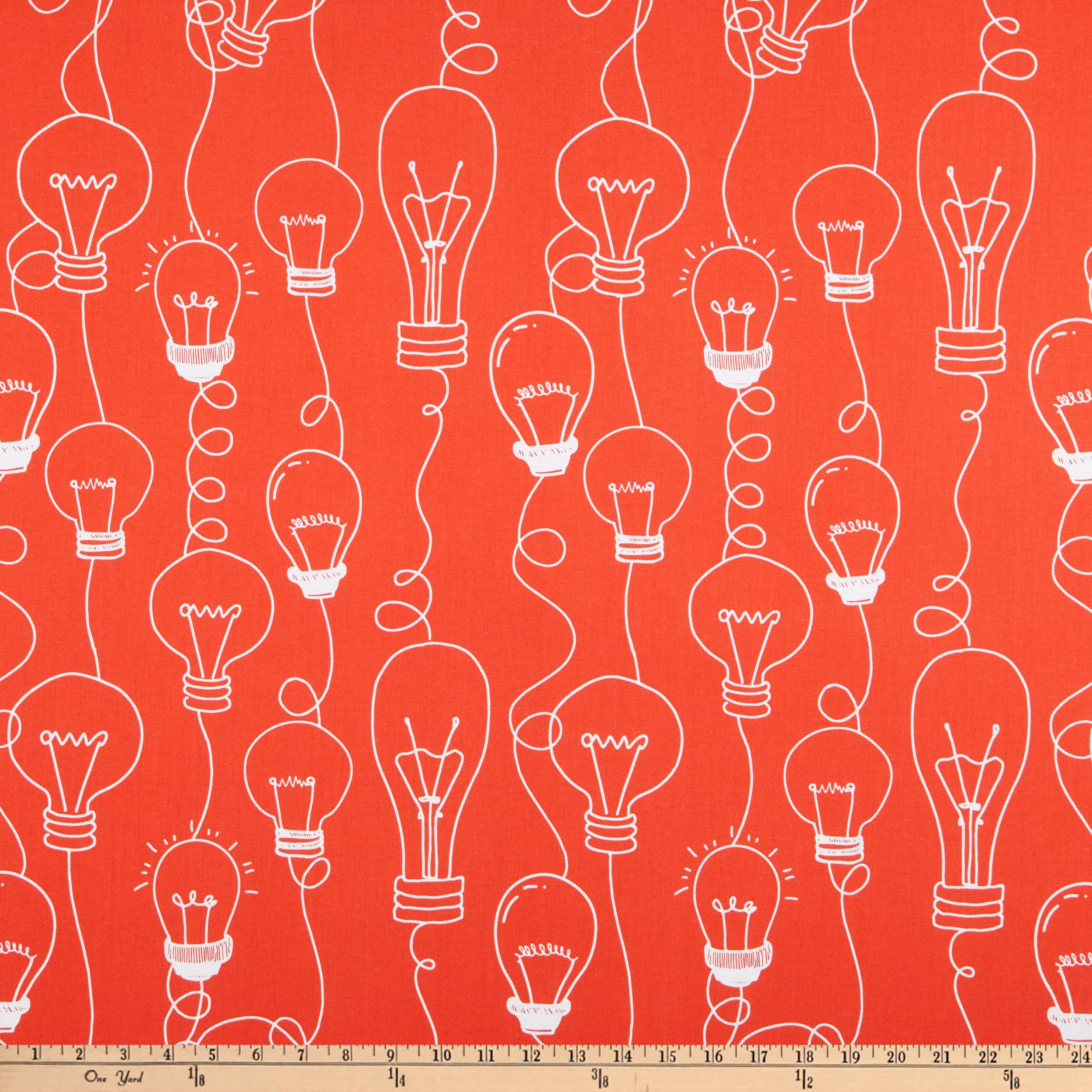 Riley Blake Coffee Chalk Bulbs Red Fabric by The Yard - Premium Cotton Quilting Material for DIY Crafts, Home Decor & Sewing Projects