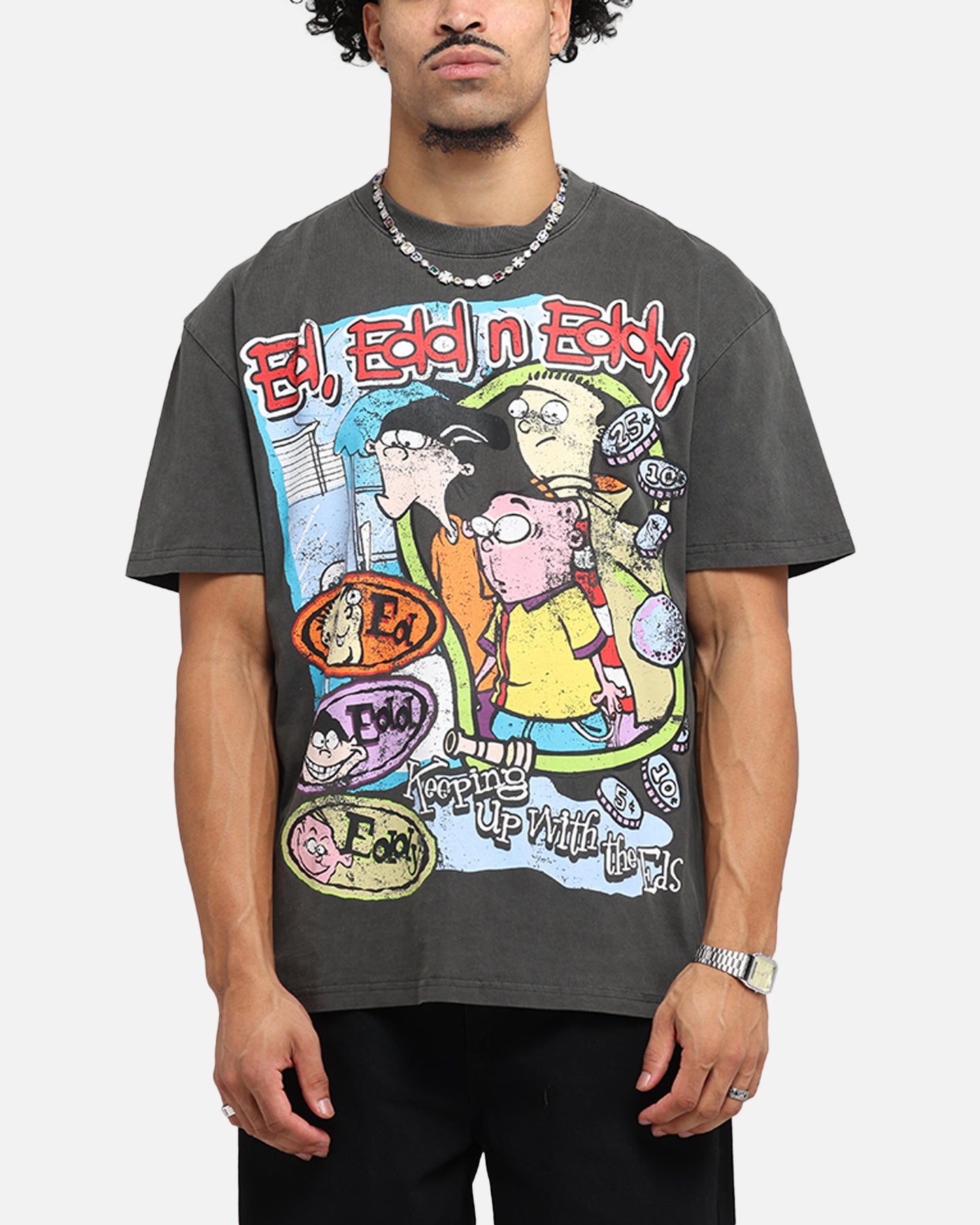 Cartoon Network Ed Edd N Eddy Graphic T-Shirt - Vintage Black Heavy Cotton Tee for Men & Women - Perfect for Casual Wear, Cosplay, and Cartoon Fans