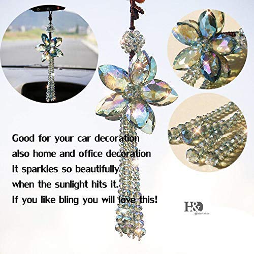 Lucky Crystal Car Charm Pendant - H&D HYALINE & DORA Elegant Auto Rear View Mirror Hanging Decor for Good Luck | Perfect Car Accessory Gift for Women & Men | Ideal for Daily Commute, Road Trips & Protection