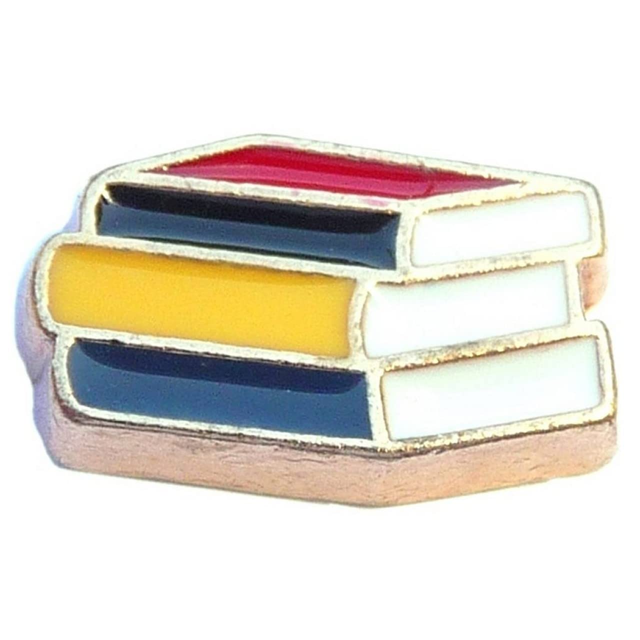 Gold-Tone Stack of Books Floating Locket Charm - Vintage Book Pendant Necklace for Book Lovers & Literary Gifts - Perfect for Reading Enthusiasts, Book Club Members & Writers