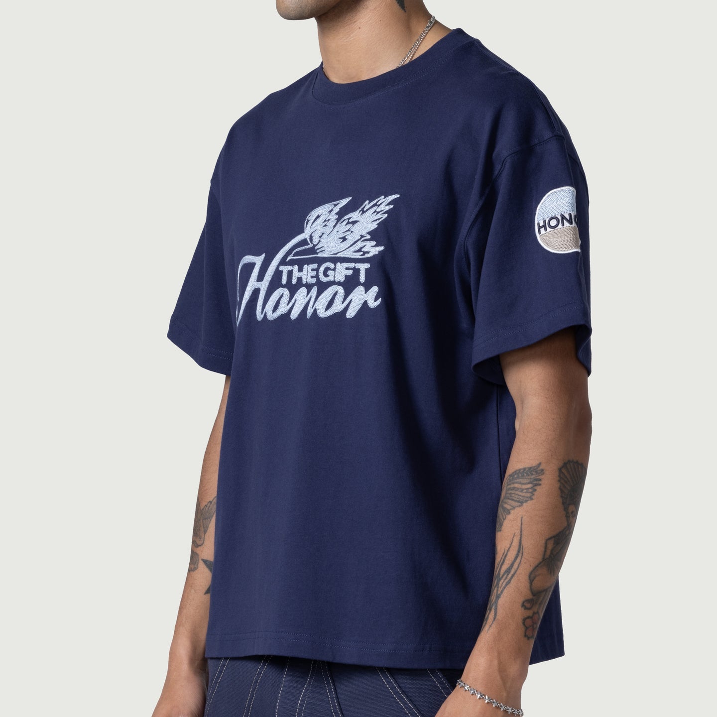 HONOR THE GIFT AUTO CLUB Box Tee - Navy Blue Men's Graphic T-Shirt | Casual Streetwear for Car Enthusiasts & Urban Style