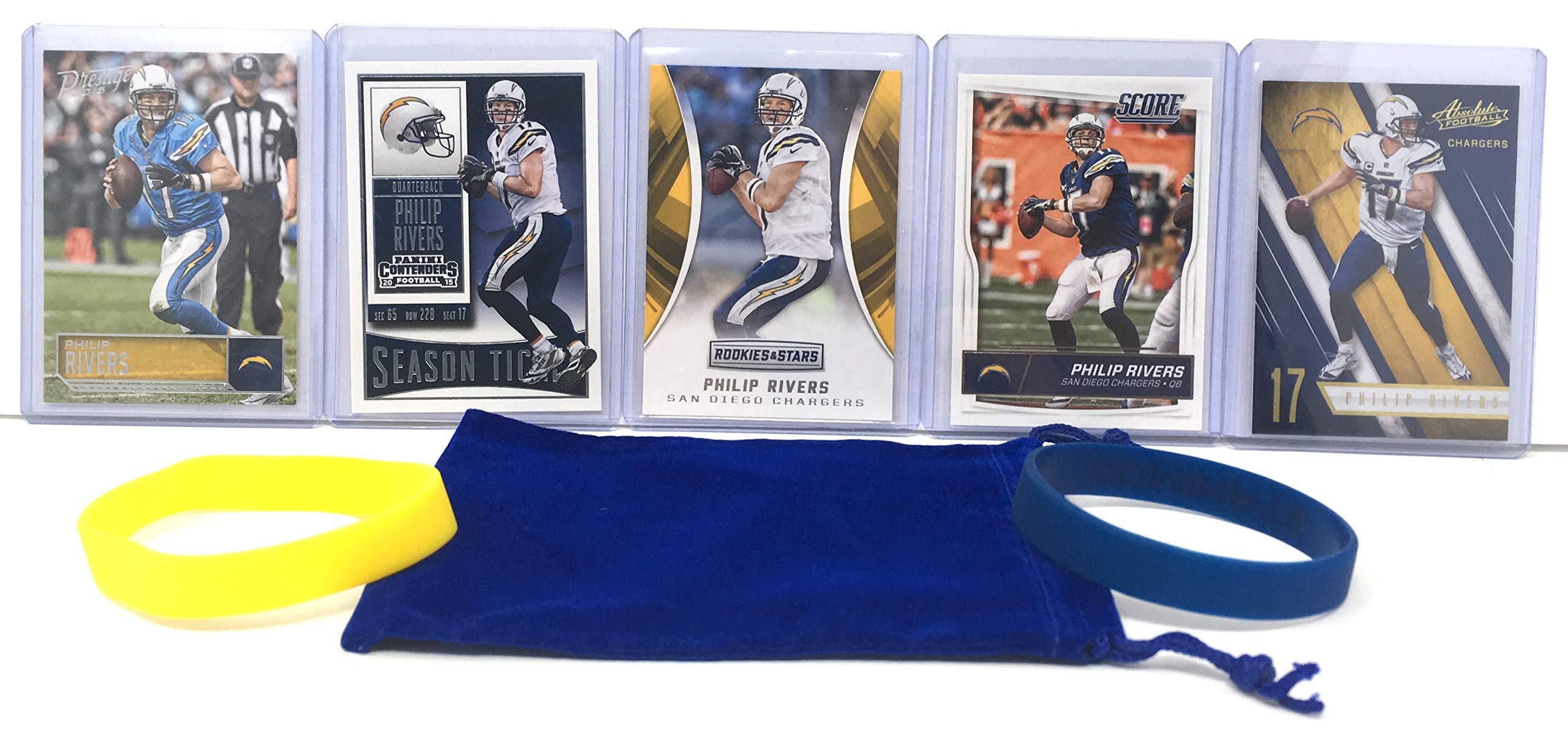 Philip Rivers Football Cards (5) Assorted Bundle - Los Angeles Chargers Trading Cards Collection for NFL Fans, Collectors & Sports Memorabilia Enthusiasts - Perfect for Gifts, Display & Investment