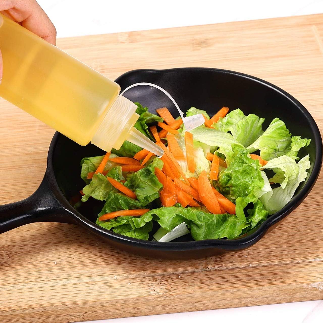 GLIVE Plastic Bottle Condiment Dispenser - 360ml (12oz) Squeeze Bottle for Sauces, Oil, Ketchup, Mustard & Salad Dressing - Perfect for Kitchen, BBQ, Restaurants & Home Cooking