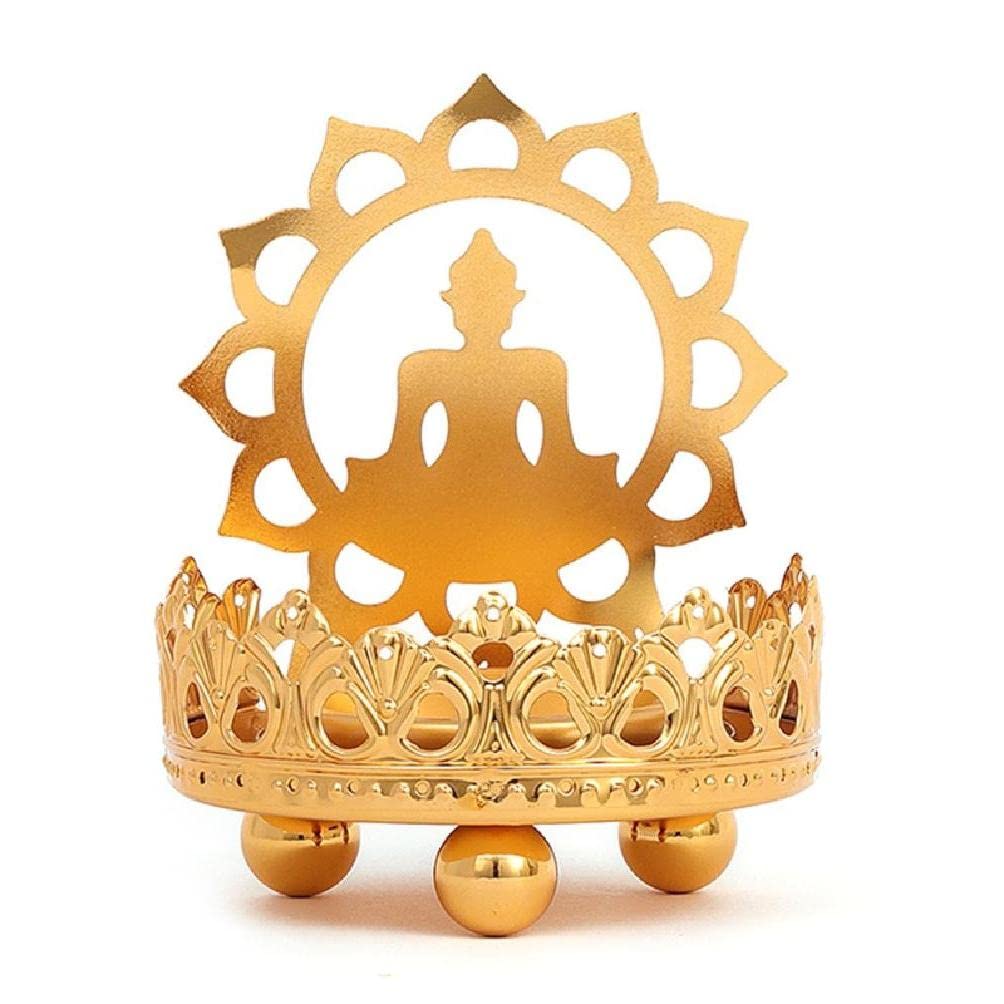 Vintage Alloy Buddhist Candle Holder - Lotus Sitting Buddha Lamp for Home Decor, Meditation Room, Yoga Studio & Spiritual Spaces - Antique Style Decorative Lighting for Serene Ambiance