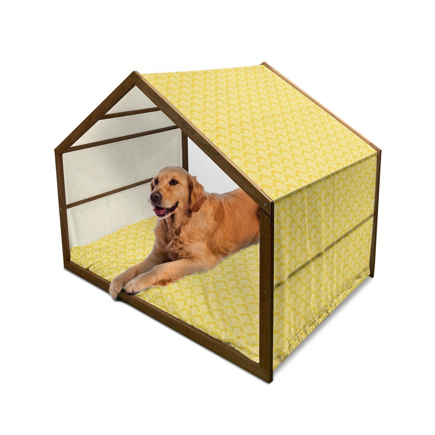 Lunarable Multicolor Wooden Pet House - Cozy Indoor/Outdoor Dog & Cat Shelter with Ventilation - Perfect for Small Pets, Backyard, Patio, or Living Room