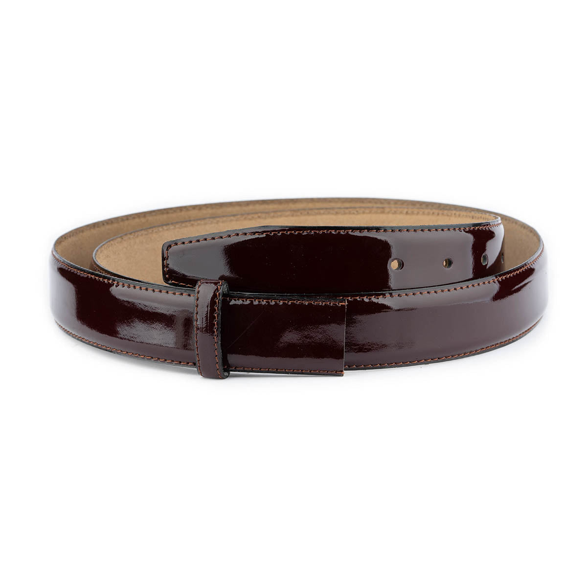 Burgundy Patent Leather Belt Strap for Dunhill Women's Buckle Replacement - Elegant Accessory for Office, Formal Events & Everyday Wear