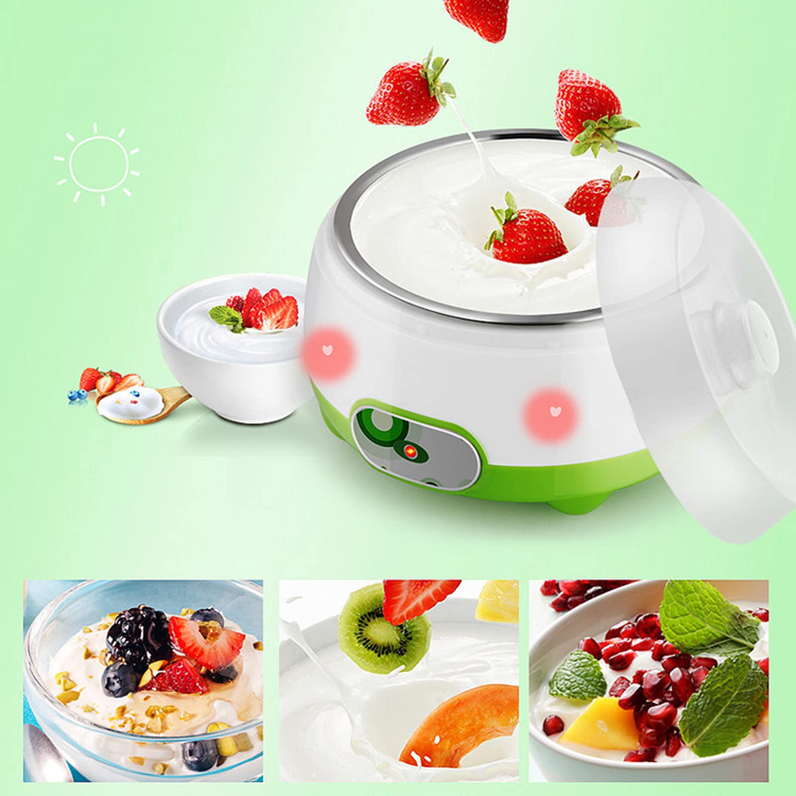 Automatic Electric Yogurt Maker with Stainless Steel Liner - 1L Constant Temperature Yogurt Machine for Homemade Greek & Probiotic Yogurt - Perfect for Keto, Vegan & Healthy Breakfast Prep
