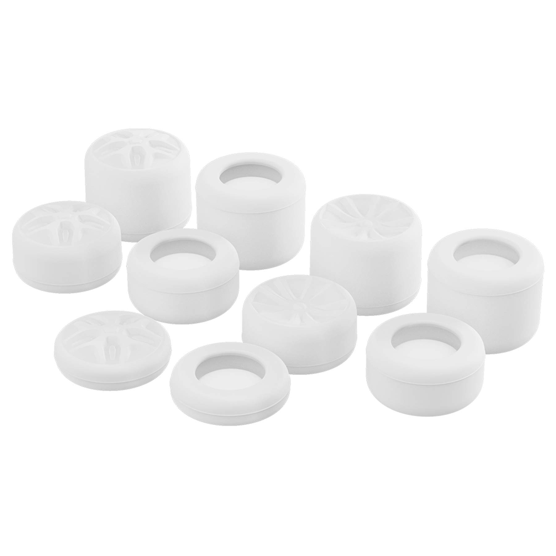 PlayVital 5-Pack Thumb Grip Caps for PS5/PS4, Xbox Series X/S/One, Nintendo Switch Pro Controller - White with Pentagram & Rotating Wheels Design | Improve Grip & Reduce Fatigue for Long Gaming Sessions