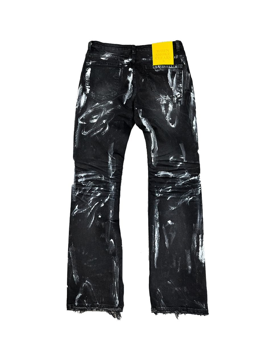 WHEN SMOKE CLEARS Painted Denim Jeans - Distressed Vintage Style Women's High Waisted Skinny Jeans for Casual Wear and Night Out