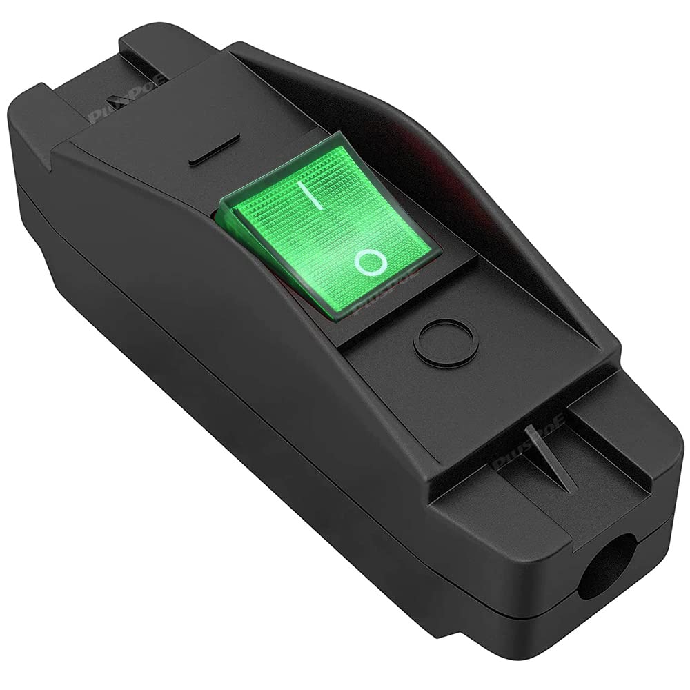 30A Heavy Duty Inline On/Off Rocker Switch - AC 125V/250V High Power Appliance Switch with Green LED for Lamps, Equipment & Industrial Use - Perfect for Workshops, Home Appliances & DIY Projects