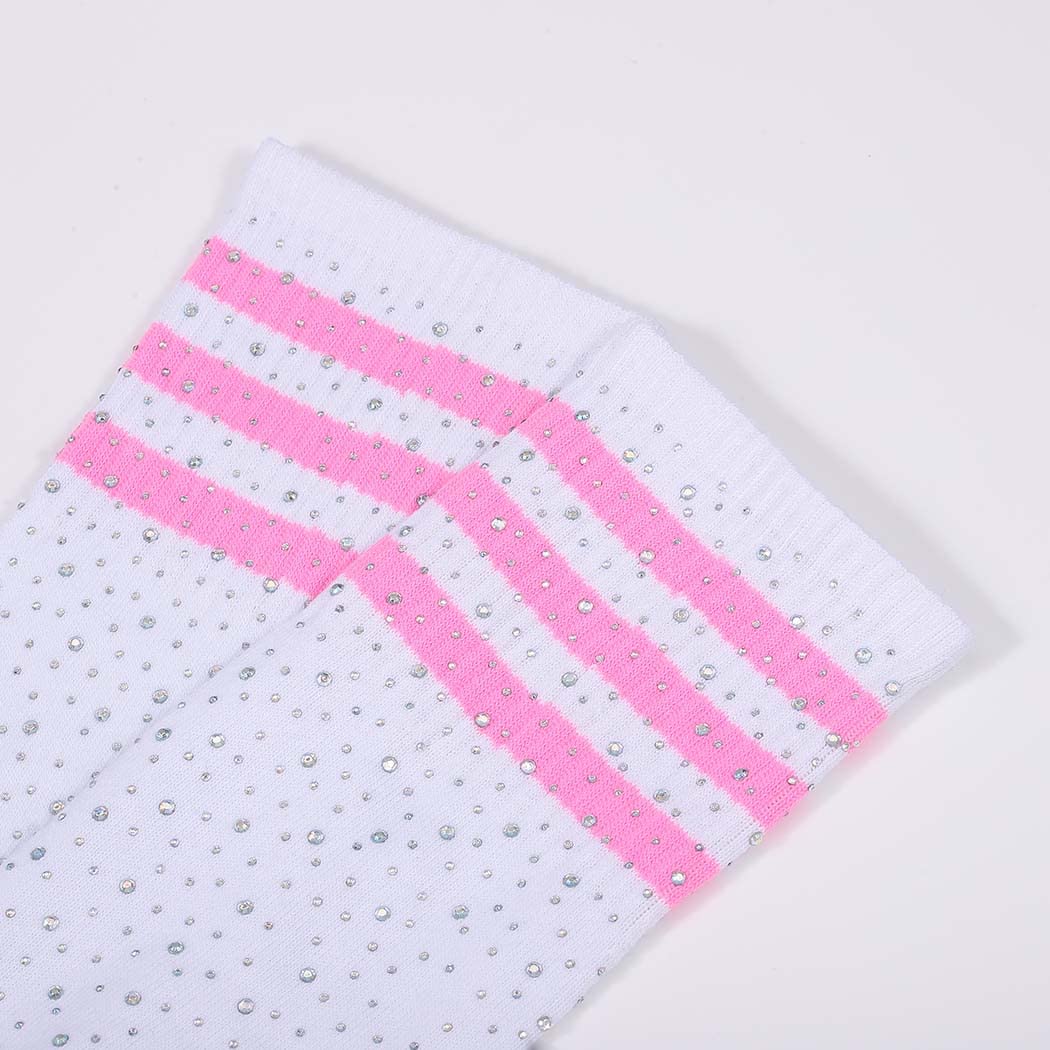 Tgirls Thigh High Over The Knee Stockings - Rhinestone Cotton Leg Socks, Striped Warm Winter Long Socks for Women | Fashionable & Comfortable for Daily Wear, Parties, and Cold Weather
