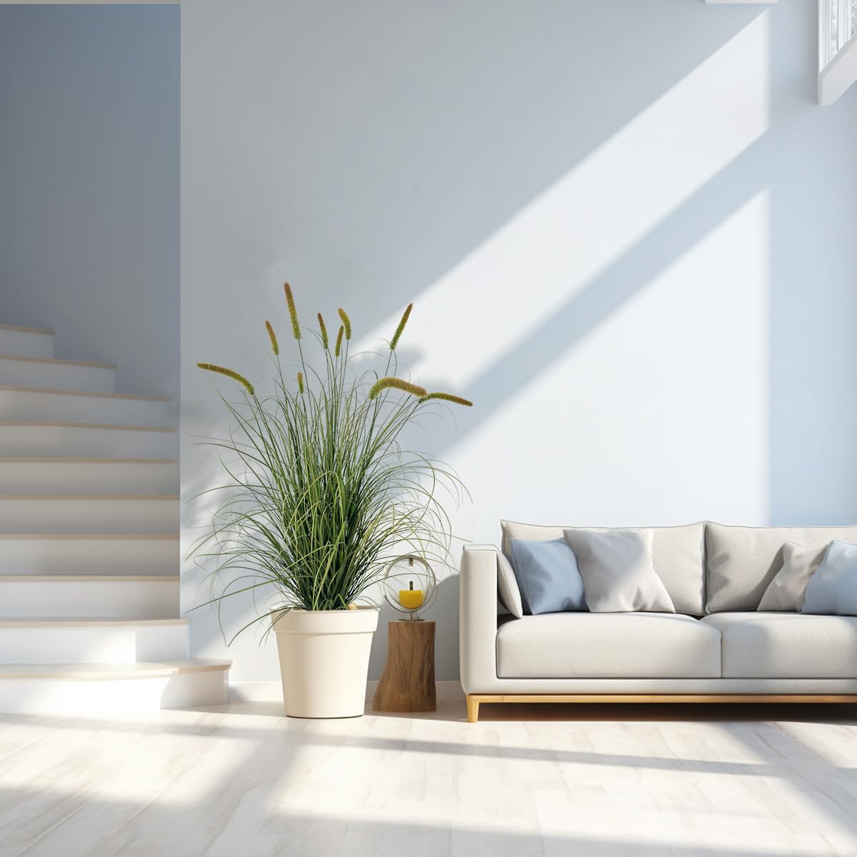 5ft Tall Artificial Grass Plant in Pot - Realistic Faux Indoor Plants for Home Decor, Office, Living Room & Bedroom - Low Maintenance Fake Greenery for Modern Spaces