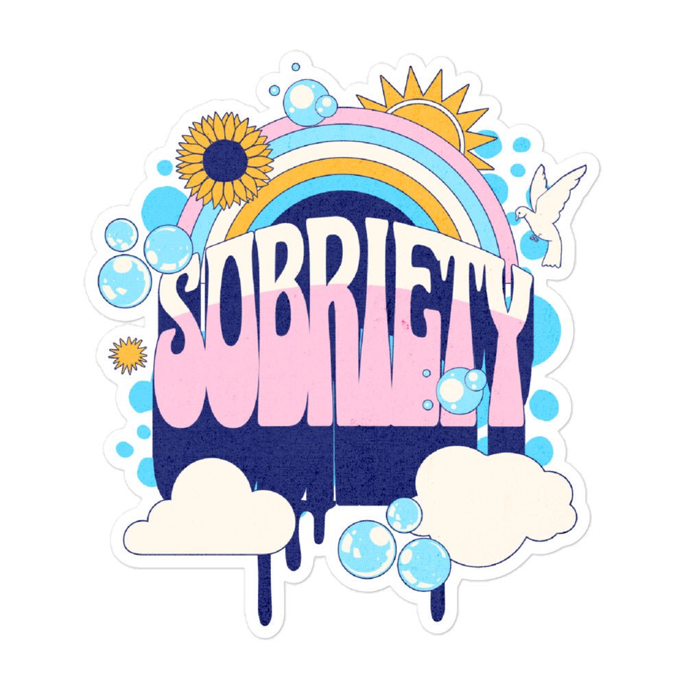 Sobriety is Groovy Sticker - Motivational Sober Vinyl Decal for Water Bottles, Laptops & Journals - Perfect for AA Meetings, Recovery Gifts & 12-Step Support
