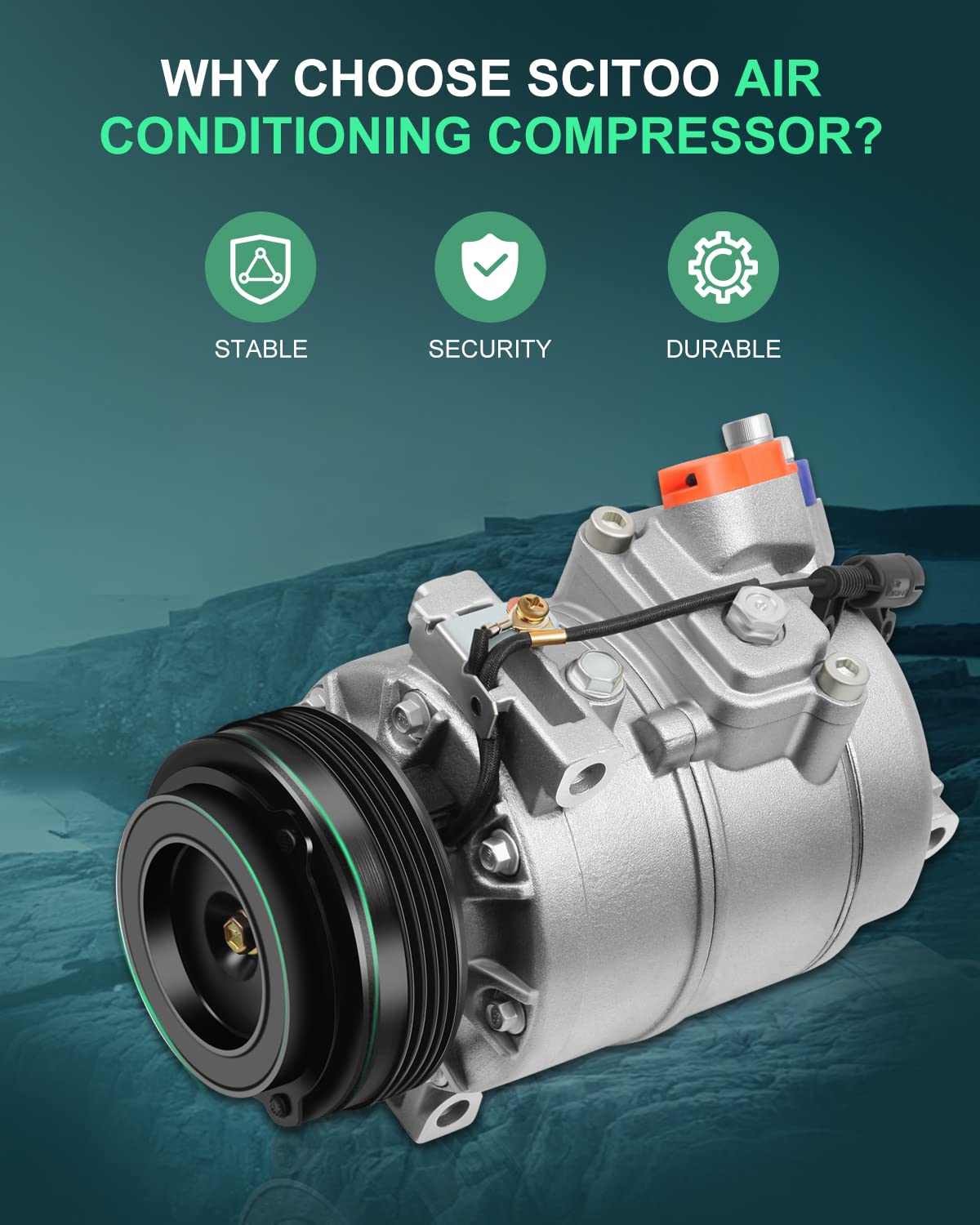 SCITOO AC Compressor Replacement for 2002-2006 BMW X5 3.0L - CO 10837C Air Conditioning Compressor - Perfect for Summer Cooling & Auto AC Repair