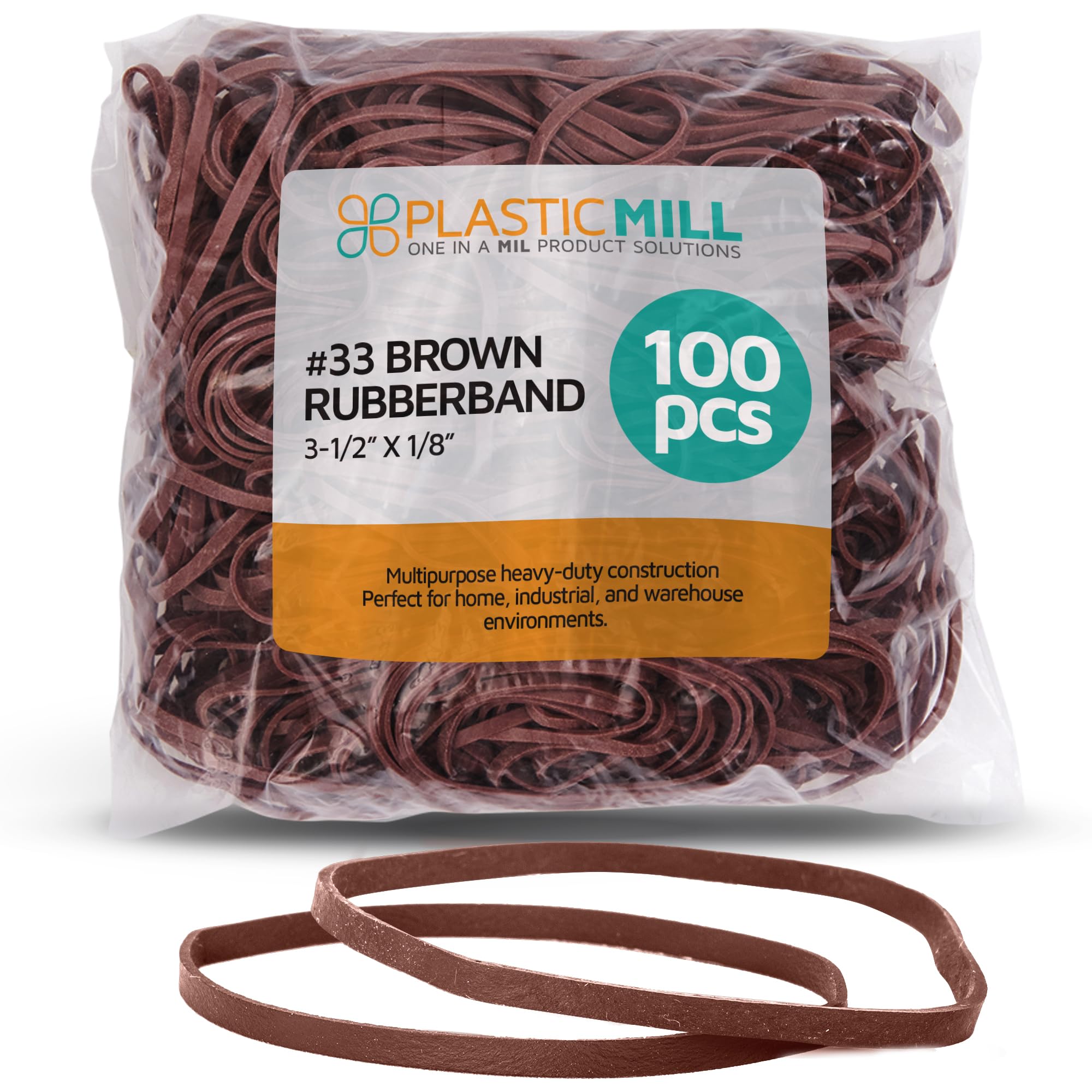 PlasticMill #33 Brown Rubber Bands (3.5