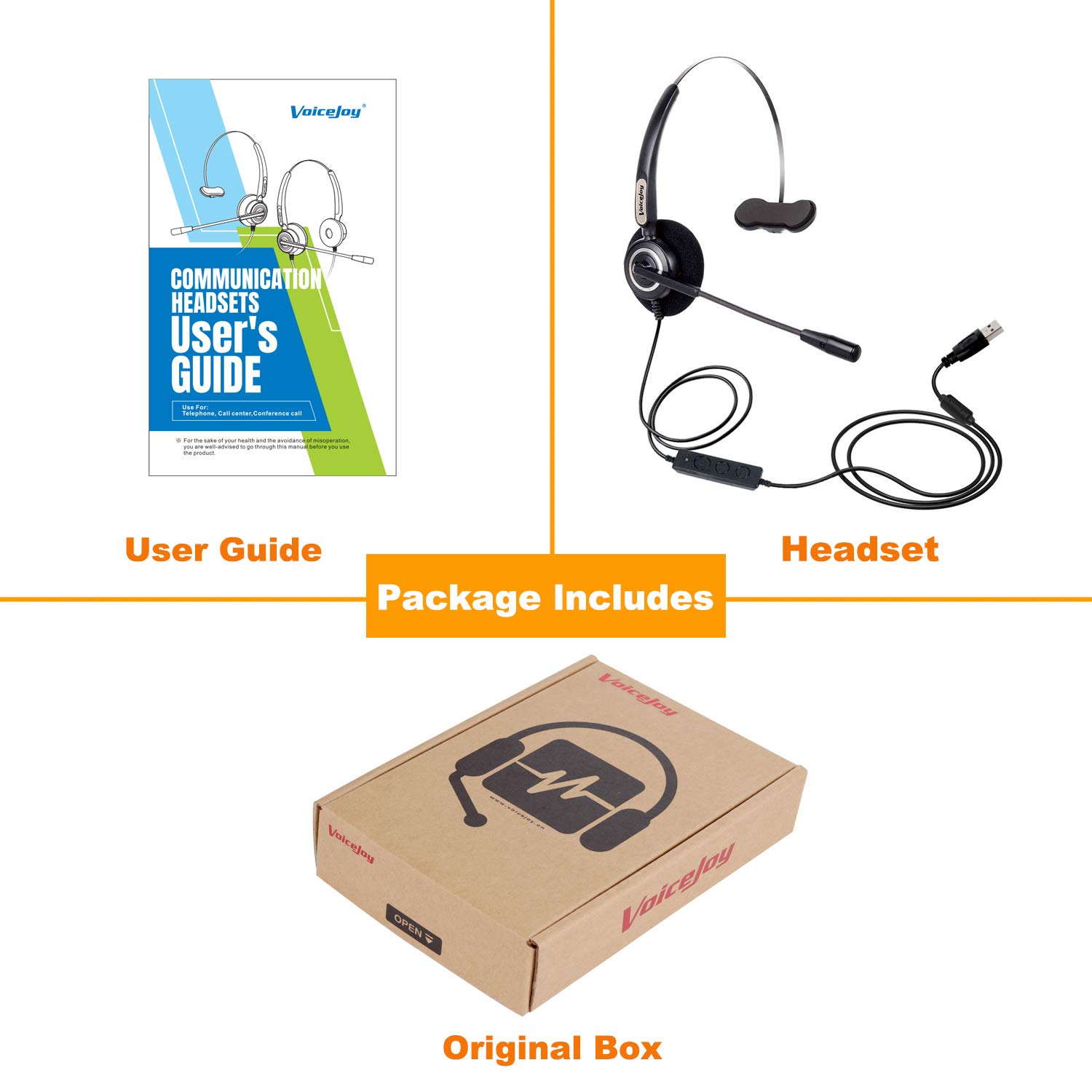 VoiceJoy USB Office Headset with Noise Cancelling Microphone - Business Headphones with Volume Control & Mute Switch for PC, Laptop, Computer - Perfect for Remote Work, Call Centers & Online Meetings