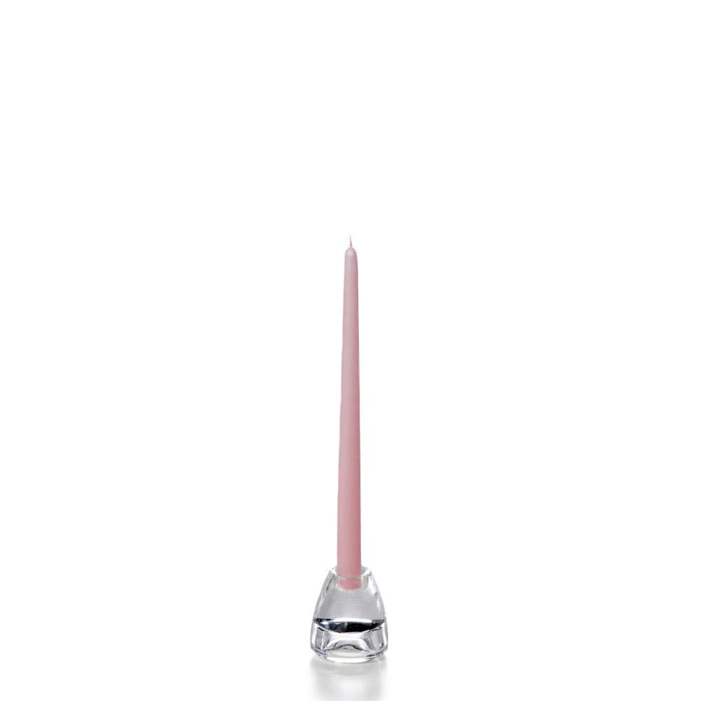 Yummi Light Rose Taper Candles - 12 Inch Long - Pack of 12 - Premium Scented Candles for Romantic Dinners, Weddings & Home Decor