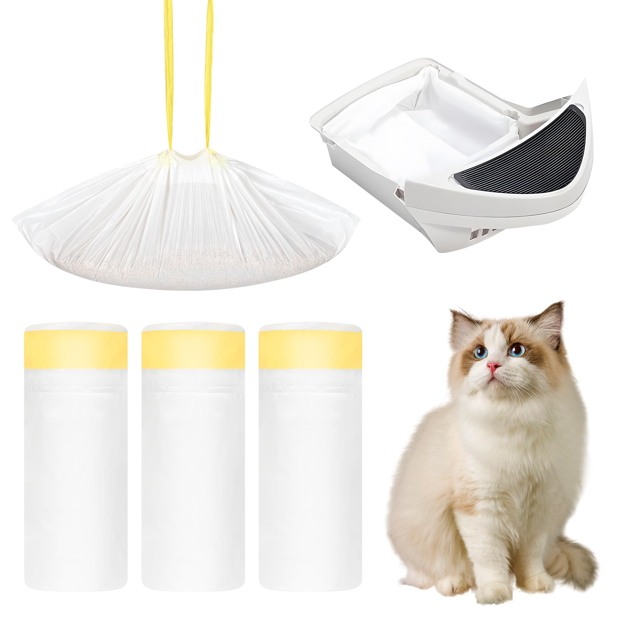 60 Count Heavy Duty Cat Litter Box Liners for Litter Robot 4 & 3 - 26.5