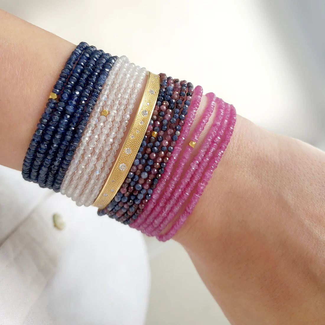 Pink Sapphire Wrap Bracelet for Women - Genuine Gemstone Adjustable Wrist Jewelry | Perfect for Weddings, Parties & Everyday Elegance