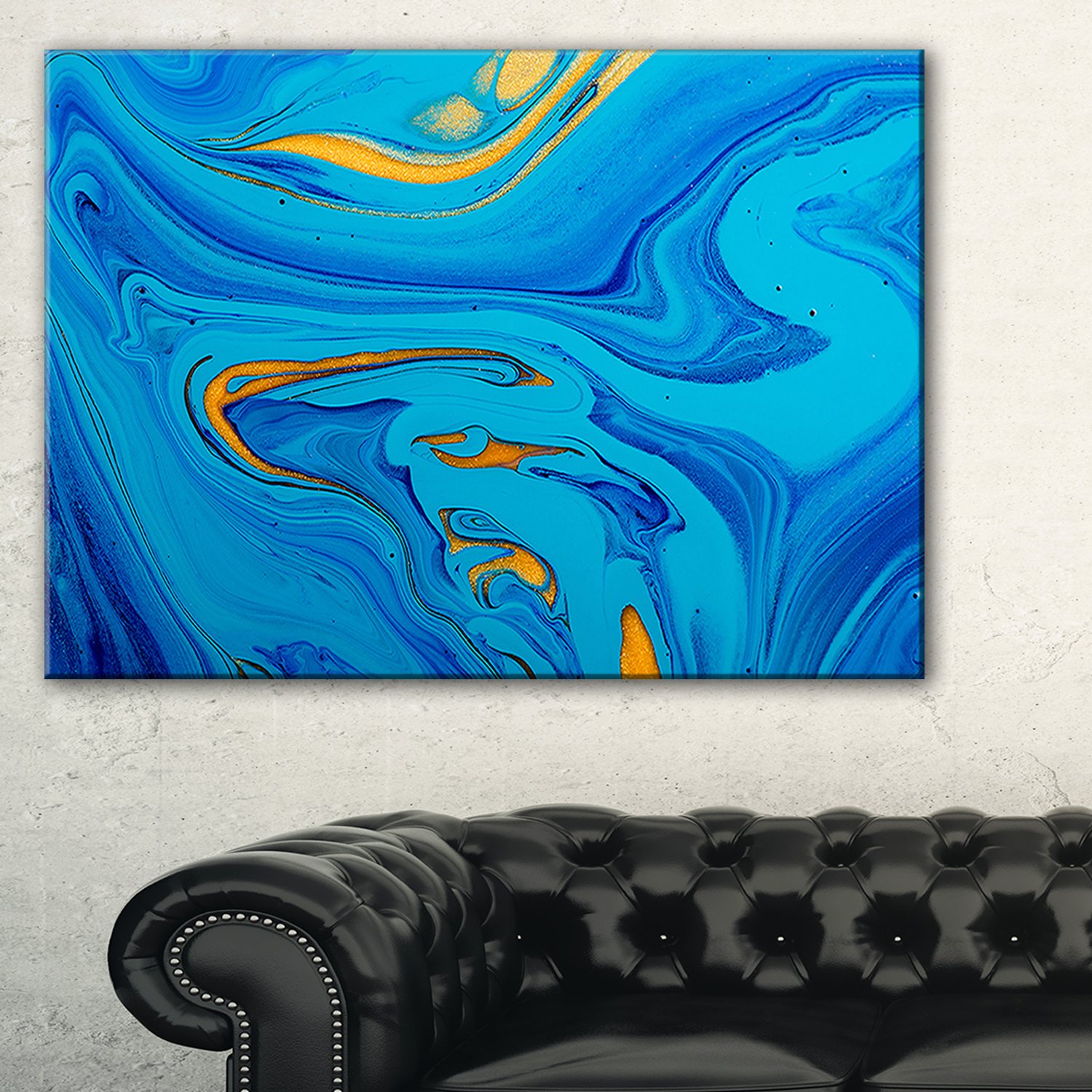 Light Blue Abstract Acrylic Painting on Canvas - Modern Wall Art for Living Room, Bedroom & Office Decor