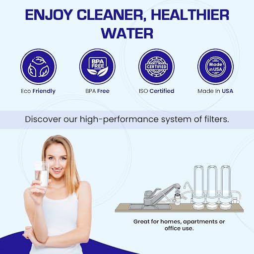 Premium Nitrate Removal Countertop Water Filter System - Stainless Steel Housing with Dual Cartridges | Crystal Quest | Perfect for Home, Office & RV Use