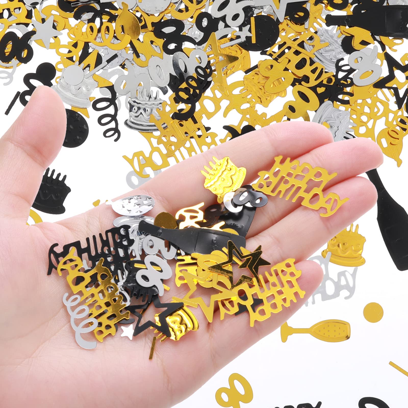 3000 Pieces 90th Birthday Confetti - Black Gold & Silver Glitter Cake & Table Decorations for Anniversaries, Parties | Perfect for 90th Birthday Celebrations, Milestone Events & Festive Gatherings