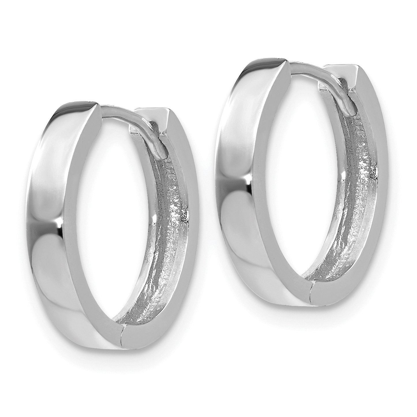 14K Solid White Gold Round Hinged Huggie Small Hoop Earrings for Women - Minimalist Everyday Jewelry for Work, Date Night & Special Occasions