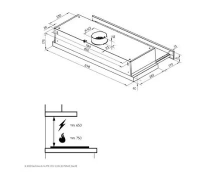 Electrolux ECP9541X 90cm UltimateTaste 300 Pull Out Extractor Hood - Powerful Kitchen Ventilation for Smoke & Odor Removal - Perfect for Modern Open Plan Kitchens & Cooking Areas
