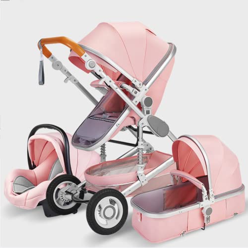 3 in 1 Baby Stroller with Aluminum Frame - Lightweight Folding Travel Pram for Newborns & Toddlers, 739 Pink | Perfect for Shopping, Travel & Outdoor Walks