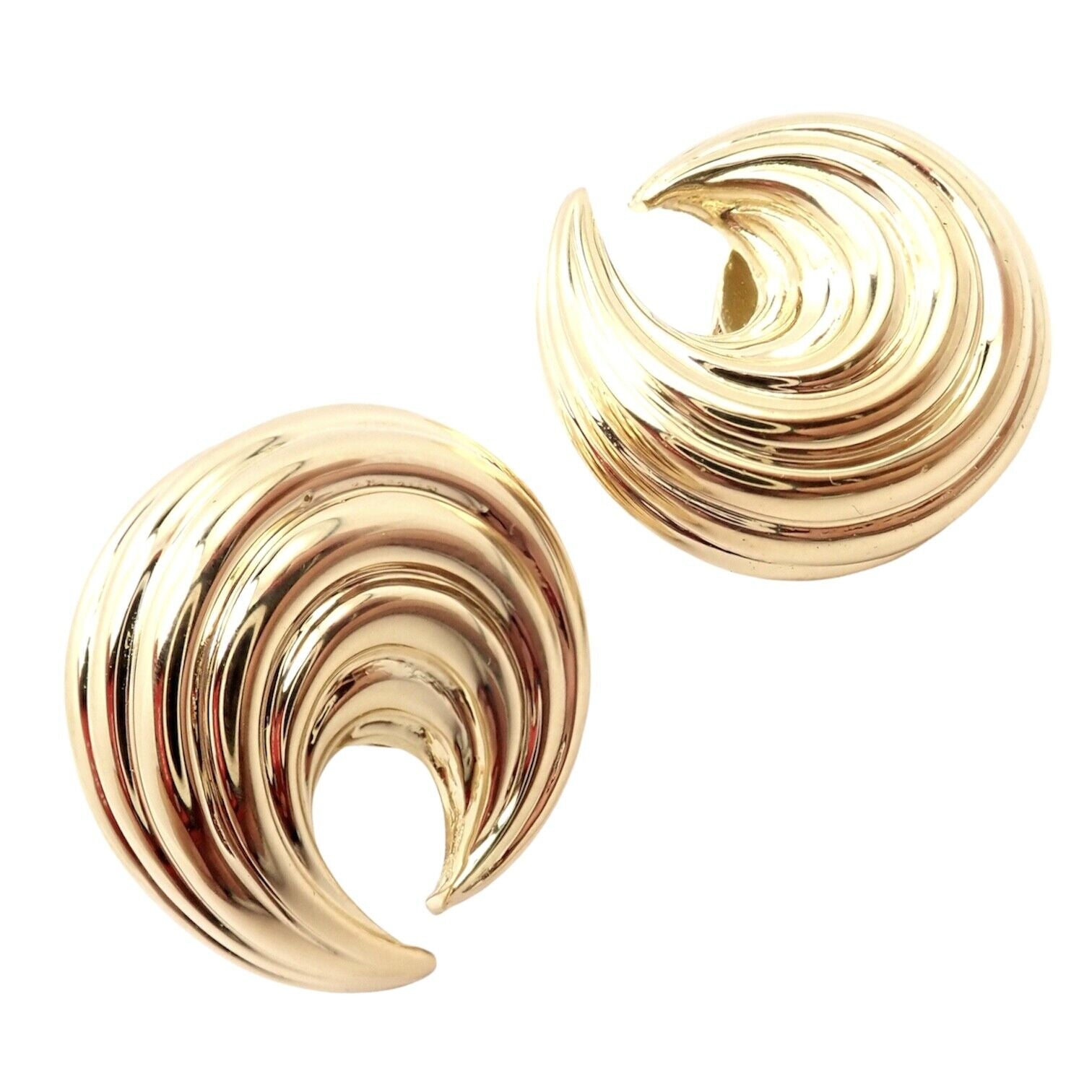 Authentic Tiffany & Co 18k Yellow Gold Vintage Crescent Moon Earrings - Perfect for Weddings, Anniversaries & Special Occasions