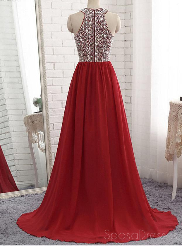 Elegant Dark Red Halter Chiffon Beaded A-Line Long Prom Dress for Evening Gowns & Custom Formal Events - Perfect for Prom Night, Homecoming, and Special Occasions