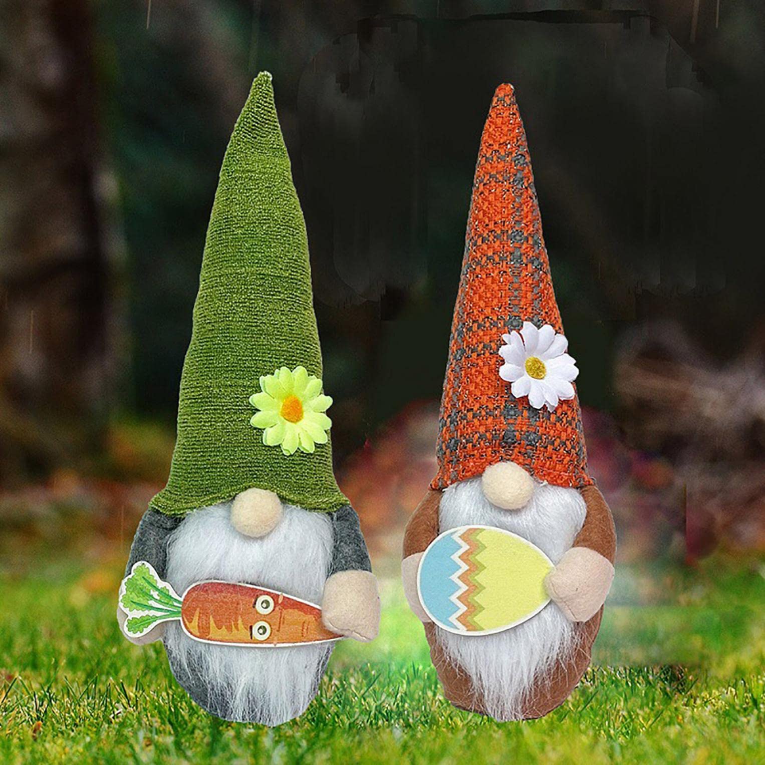 2Pcs Easter Bunny Gnome Ornaments, Cute Faceless Rabbit Plush Doll Decor for Easter - Hanging Home Decor, Kids Room, Desktop Display - Perfect for Easter Party, Spring Home Decoration & Gift Giving
