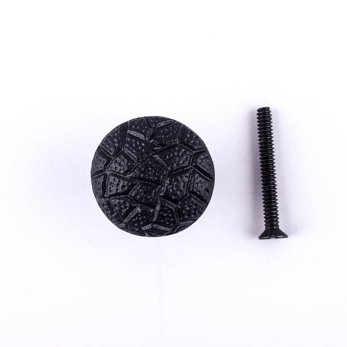 Black Round Cobble Stone Design Iron Cabinet Knob - Vintage Style Cabinet Hardware for Kitchen, Bathroom & Furniture Drawers - Durable & Stylish Home Decor Upgrade