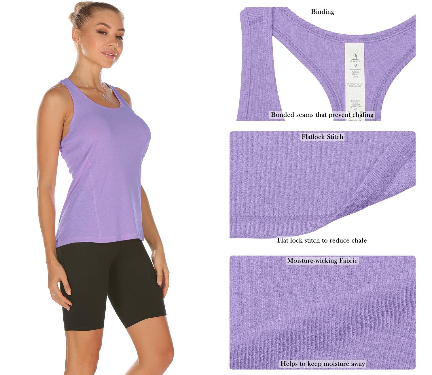 Icyzone Women's Workout Racerback Tank Tops - Breathable Athletic Yoga Tops for Gym, Running & Fitness | Comfortable Muscle Tank for Active Lifestyle