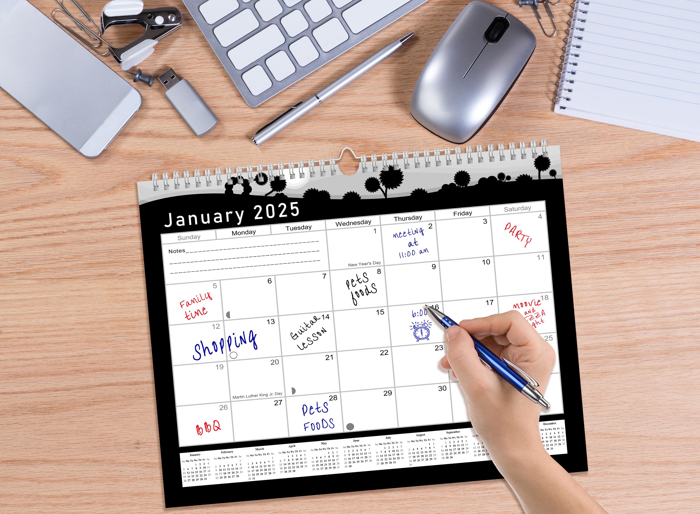 2025 Monthly Spiral-Bound Wall & Desk Calendar - 12-Month Planner with Tear-Off Pages for Home, Office & School Organization - Perfect for Scheduling, Goal Tracking & Productivity (Edition #015)