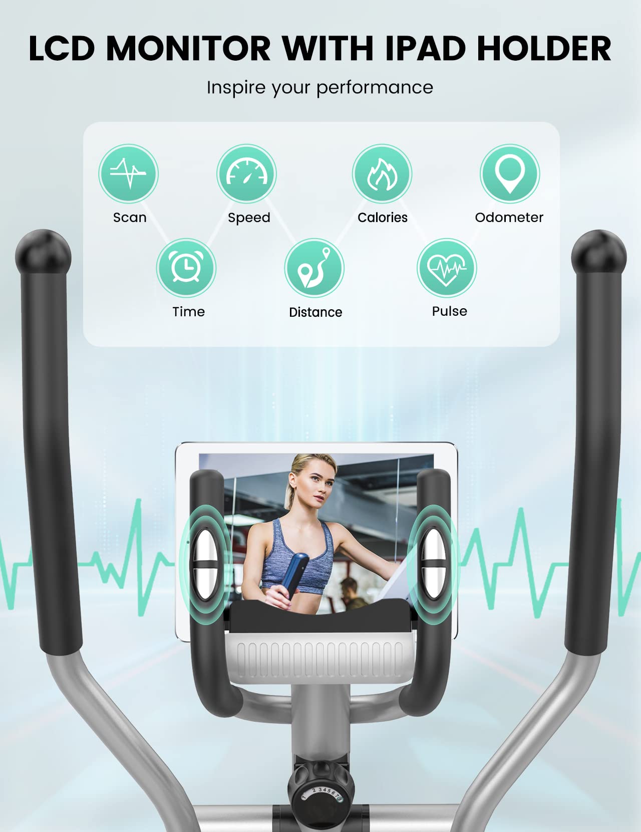 THERUN Magnetic Elliptical Machine for Home - Hyper-Quiet Compact Exercise Bike with 8-Level Resistance, 6KG Flywheel, Pulse Sensor & LCD Monitor - Perfect for Small Spaces, Home Gym & Cardio Workouts