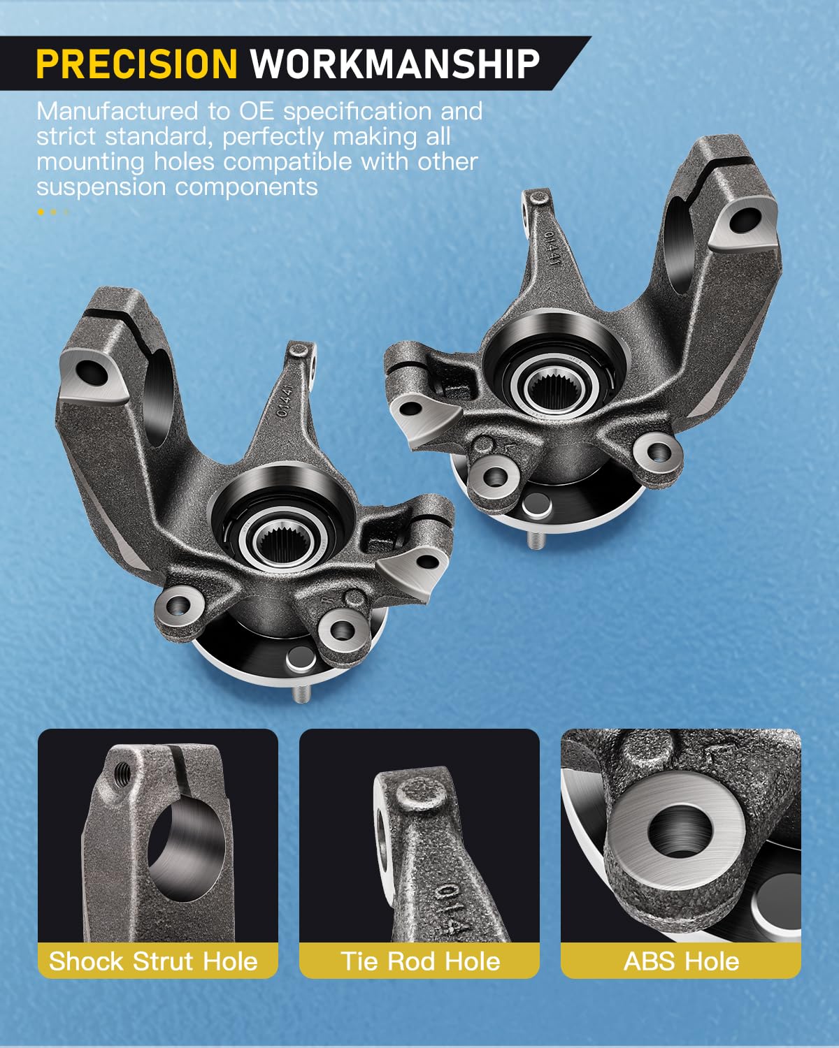 OCPTY Front Wheel Hub Bearing & Steering Knuckle Assembly Pair - Compatible with 2006-2011 Ford Focus 2.0L (Driver & Passenger Side) - 2 Pack (698-407, 698-406, LK003, LK004) - Perfect for Smooth Ride & Wheel Alignment Repair