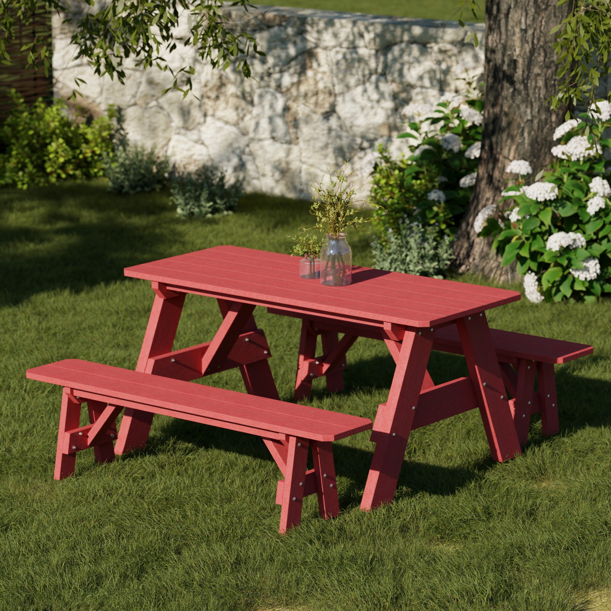 Heritage 72-Inch Outdoor Picnic Table with Detachable Benches - Perfect for Backyard BBQs, Camping & Family Gatherings