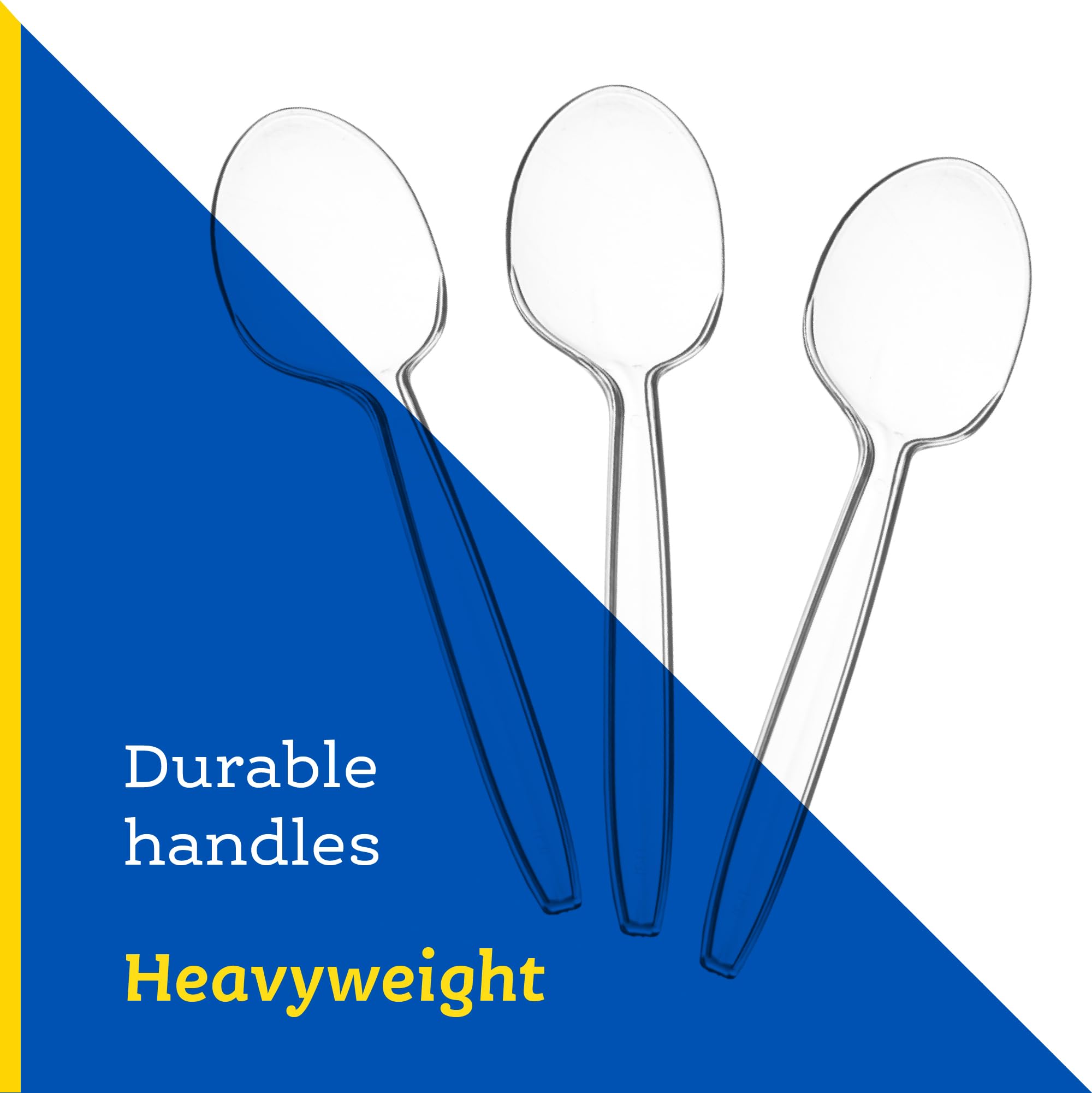 Premium Heavyweight Clear Plastic Cutlery Set - 100 Count Disposable Soup Spoons | Durable Disposable Utensils for Parties, Catering & Outdoor Events