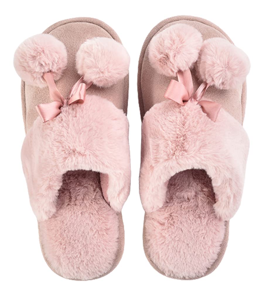 Women's Warm Fuzzy Cotton Slippers with Memory Foam - Cozy Indoor House Shoes for Winter, Non-Slip Suede Upper & Thick Sole - Perfect for Bedroom, Lounge & Cold Floors