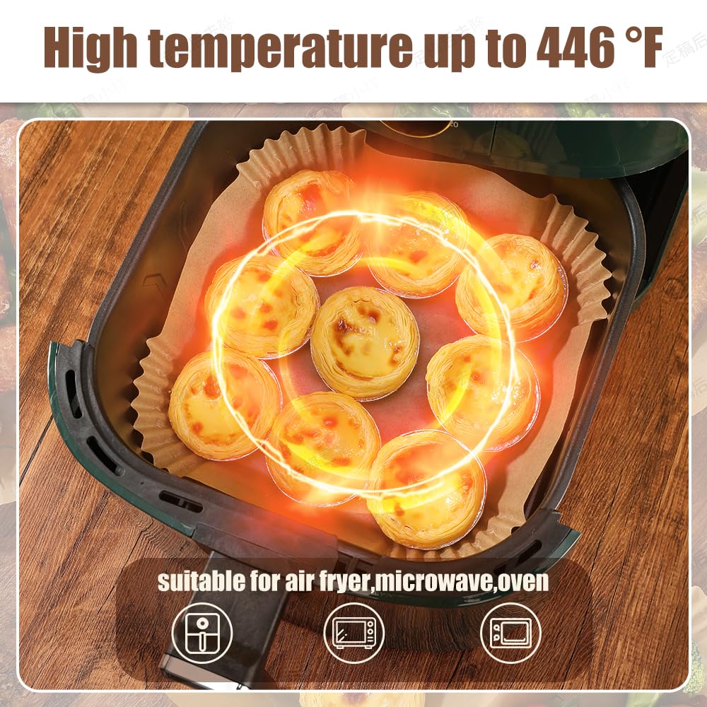 100 Pcs Disposable Air Fryer Parchment Paper Liners, 8.6x5.5 Inch Rectangle Non-Stick Baking Sheets for Dual Basket Air Fryers (DZ201/DZ401/DZ071) - Perfect for Frying, Baking, Roasting & Healthy Cooking at Home
